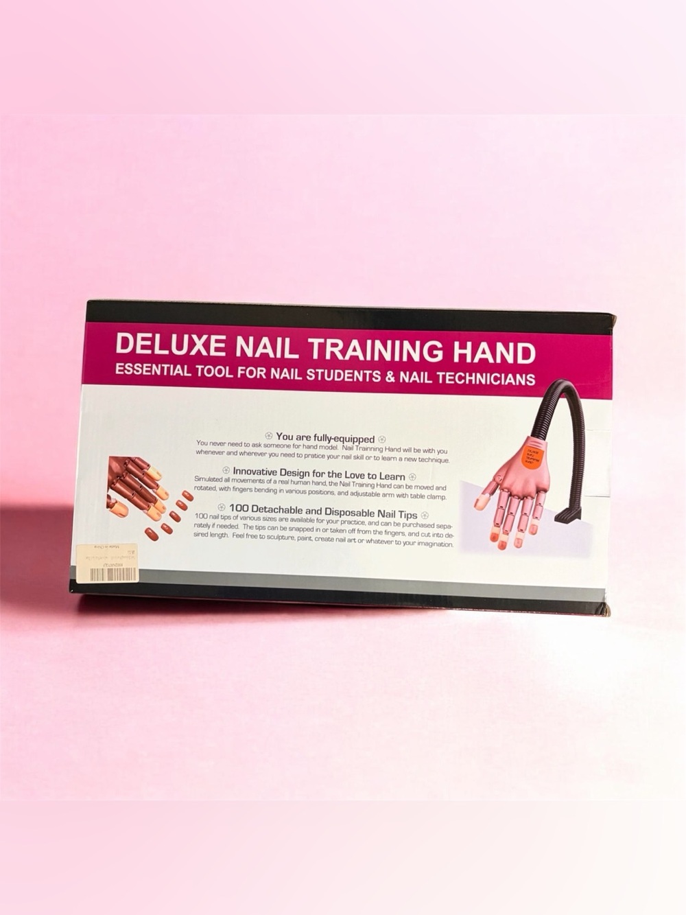 Deluxe Nail Training Hand - Pink Practice Mannequin for Nail Techs